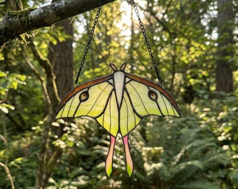 Atrapasol de polilla de luna, regalo natural hecho a mano para mamá y abuela, decoración colgante de ventana de polilla verde