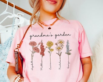 Grandma Garden Gift for her, Moms Garden Birth Flower Shirt, personalized Mother Day Gift, Gift for Mom, Grandmother Gift, Mother Day shirt