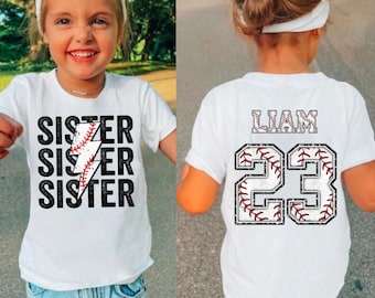 Custom Baseball Sister Shirt, Little Kid Sister Baseball, Big Brother Baseball Shirt, Toddler Girl Baseball Sibling Tee, Baseball Sis Shirt