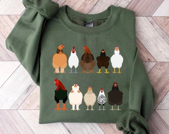 Chicken Sweatshirt, Women Chicken Shirt, Funny Easter Shirt, Chicken Mom T-shirt, Farm Animal Tee Shirt, Easter Tee, Chicken Coop Tee