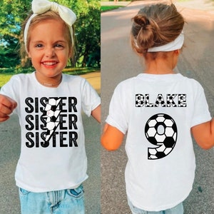 Custom Soccer Sister Shirt, Little Kid Sister Soccer, Big Sister Soccer Shirt, Girl Soccer Sibling Tee, Soccer Sis Shirt, Boy Brother Soccer