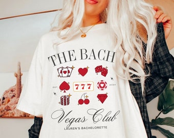 Las Vegas Bachelorette Shirt - Custom The Bach Club Bride Tee, Retro Casino Themed Bridal Party Top, Funny Bachelorette Party Favor