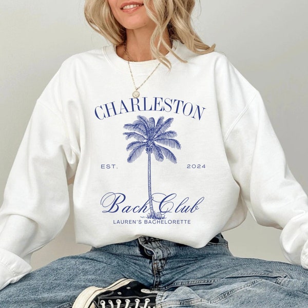 Luxury Charleston Bachelorette Shirts - Custom Location Sweatshirt, Social Cocktail Club, Elegant Bridal Party Gift, Wedding Merch for Bride