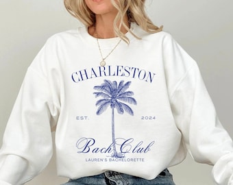 Luxury Charleston Bachelorette Shirts - Custom Location Sweatshirt, Social Cocktail Club, Elegant Bridal Party Gift, Wedding Merch for Bride