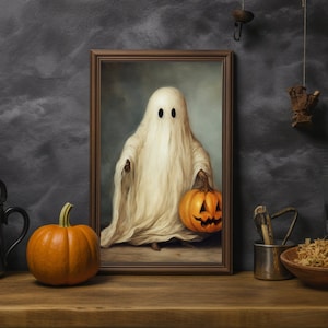 Cute Halloween Wall Art Print Ghost and Pumpkin Ghost Home - Etsy