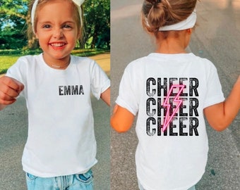 Custom Cheer Shirt for Girls with Custom Name, Personalized Dance Tee for Kid, Cute Cheerleader Shirt for Toddlers, Cheer Team Shirt Gift