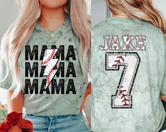 Custom Baseball MAMA Shirt - Personalized Baseball Mom's Name & Number Tee, Cute Game Day Apparel, Unique Sports Mom Shirt, tball mom shirt