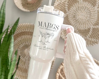 Custom Margs and Matrimony Bachelorette Cup - Bachelorette Party Favor, Engraved Bride Tumbler, Signature Drink 40 oz Tumbler, Bride Gift