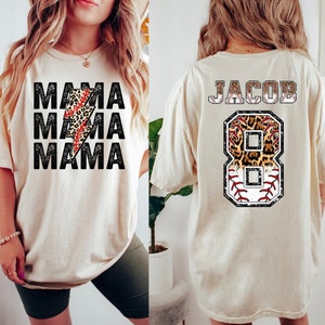 Custom Baseball Mom Shirt, Leopard Print Mama Baseball Tee, Mother Day ...
