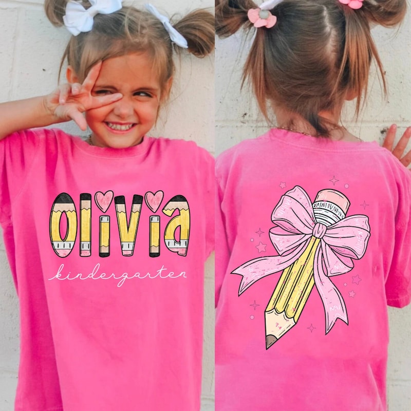 Kid Back to School Shirt, First Day of School Shirt, Custom Pencil Kids Name Shirt, School Shirt for Kid, Pencil Doodle Name Monogram Shirt