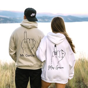 Personalized Wedding Gift for Couple, Custom Bride Sweatshirt, Bachelorette Engagement Gift, bride and groom shirt, Mr & Mrs Honeymoon Gift