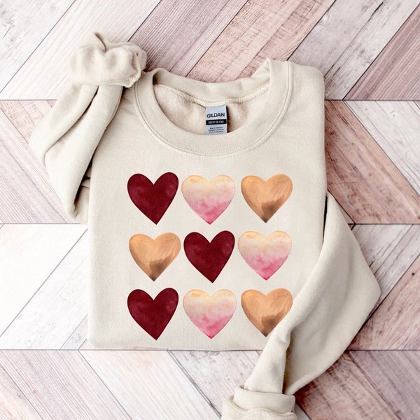 Valentine Heart Sweatshirt for Women - Cute Valentine's Day Shirt, Cozy Valentine Sweater, Romantic Crewneck Top, Love Sweatshirt