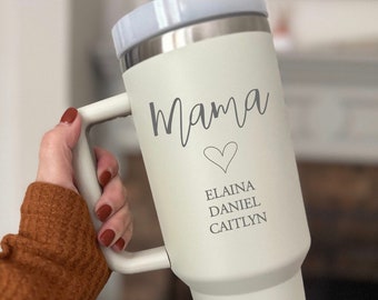 40oz Personalized Mom Tumbler - Mama Tumbler with Kid Names, Laser Engraved Mom Gift, New Mom Mama Gift, best selling items for mother's day