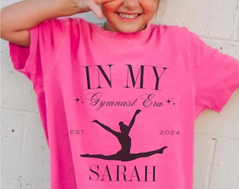 Gymnast shirt for Girls with Custom Name, Personalized gymnastics Tee for Kid, Cute Pink Dance Shirt for Toddlers, Cheer Team Gift