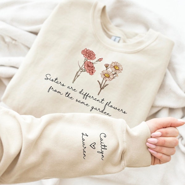 Einzigartige personalisierte Blumen Brautjungfer Geschenk, Brautjungfer Sweatshirt, Brautjungfer Vorschlag fragen, Brautjungfer Shirt, Schwester Geschenk zum Geburtstag