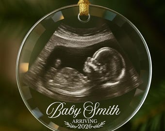 Ultrasound Pregnancy Ornament – Personalized Baby Announcement, Sonogram Reveal Christmas Keepsake for Expecting Parents