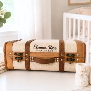 Baby Suitcase Keepsake Trunk – Personalized Memory Box with Name & Birth Date for Nursery