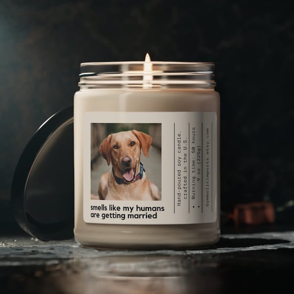My humans are getting married candle - Unique Couple Wedding Gift, Custom Pet Portrait Dog Engagement Gift, Custom Bride Gift, Newly Engaged