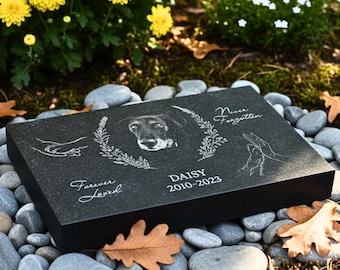 Engraved Granite Pet Memorial Stone — Personalized Outdoor Grave Marker for Dogs & Cats