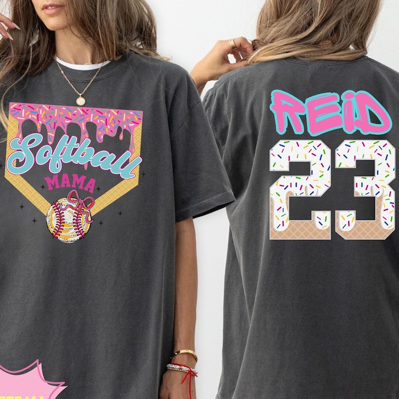 Personalized Softball Drip Mama Shirt, custom softball jersey, softball sweatshirt, Team Mom T Shirt, ice cream drip tee, Mother&#39;s Day Gift