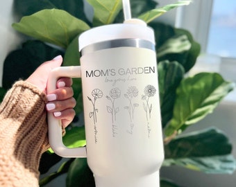 Birth Flower 40oz Tumbler, Plant Mom Tumbler, Mother's Day Gift, Mothers Day Cup, Plant Lover Gift, Plant mom Cup, Custom Birth Flower