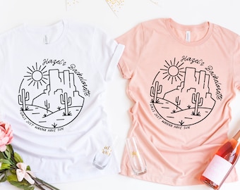 Custom Desert Bachelorette Shirts, Bridal Party Scottsdale Sedona Arizona Bachelorette Party, Girls Trip Weekend, Cactus Sun Bride Shirt