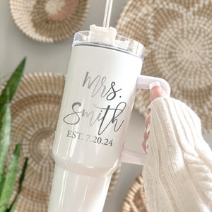 Custom Unique Gift for Bride - Mrs Engagement Gift, Engaged 40 oz Tumbler, Bridal Shower Gift, Engagement Gift for Bride to Be, Wedding Gift