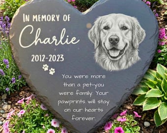 Personalized Dog Memorial Stone with Photo – Pet Loss Keepsake Garden Grave Tribute