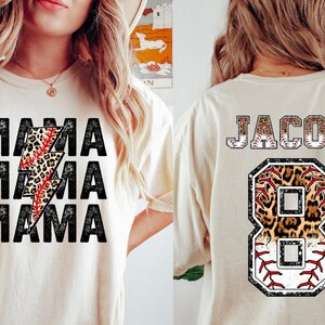 Custom Baseball Mom Shirt, Leopard Print Mama Baseball Tee, Mother Day ...