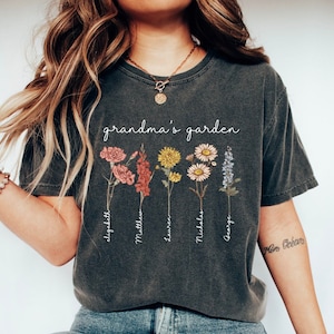 Grandmas Garden Kids Birth Month Flower Shirt, Moms Garden Gift, personalize Mothers Day Gift, Gift for Mom, Grandma Gift, Mothers Day shirt