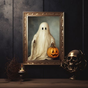 Cute Halloween Wall Art Print Ghost and Pumpkin Ghost Home - Etsy