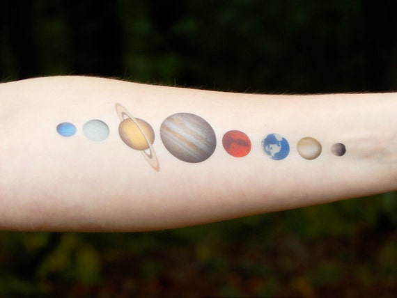 Solar System Gift Temporary Tattoo Planets Space Tattoo Space Gift Gift For Her Gift For Him