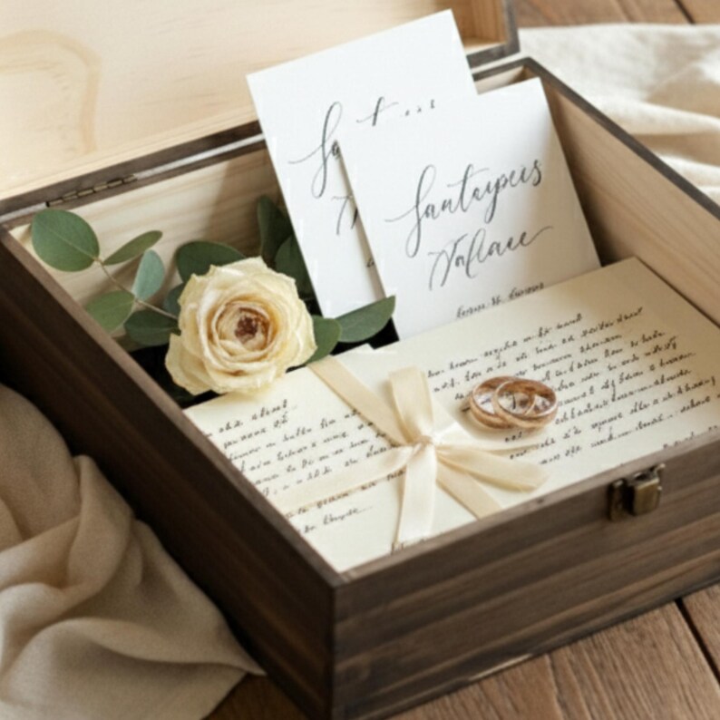 Personalized Wedding Memory Box - Custom Wooden Keepsake Engraved ...