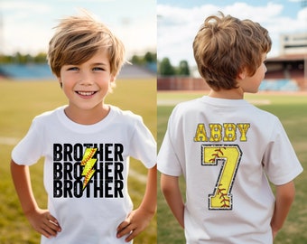 Custom Brother Softball Shirt - Softball Sibling Shirt, Little Sister & Big Sis Toddler Softball Tee, Personalized Family Softball Apparel