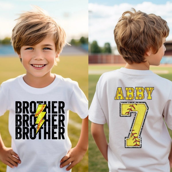 Custom Brother Softball Shirt - Softball Sibling Shirt, Little Sister & Big Sis Toddler Softball Tee, Personalized Family Softball Apparel