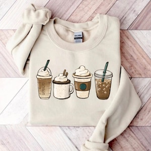 Coffee mug Sweatshirt, Coffee cup Sweater, But First Coffee, Coffee Latte Lover Gift, Iced Coffee Shirt, Womens Crewneck, cute coffee tee