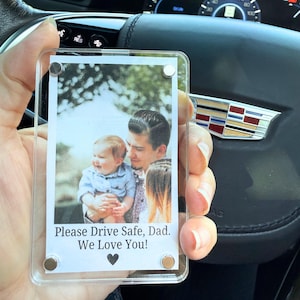 Clip de visière de voiture photo personnalisé, cadeau fête des pères pour papa, cadeau papa d'un enfant, cadeau personnalisé pour grand-père, cadeau papa amateur de voitures avec photo