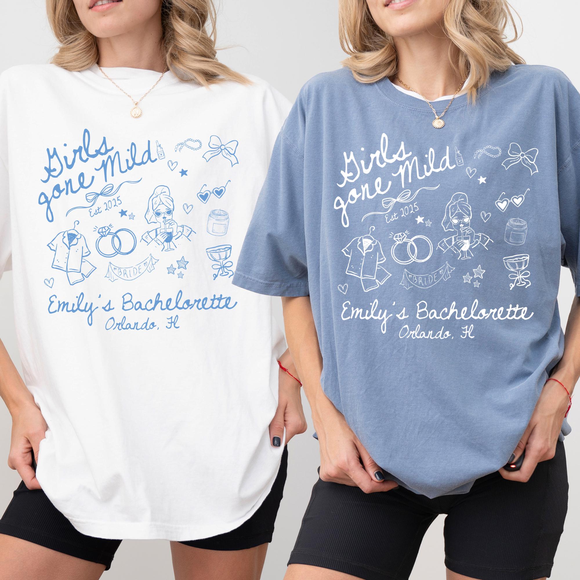 Comfort color Custom Girls Gone Mild bachelorette shirt, spa bachelorette party shirt, bridesmaid pajama tee, cute bridal gift for bride
