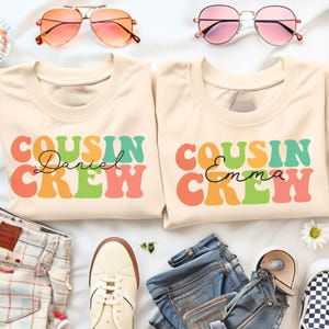 Personalized Cousin Crew Shirt, Custom Family Vacation shirt, cousin cruise tee, Retro Family Reunion tshirt, Groovy Summer Cousin Shirt