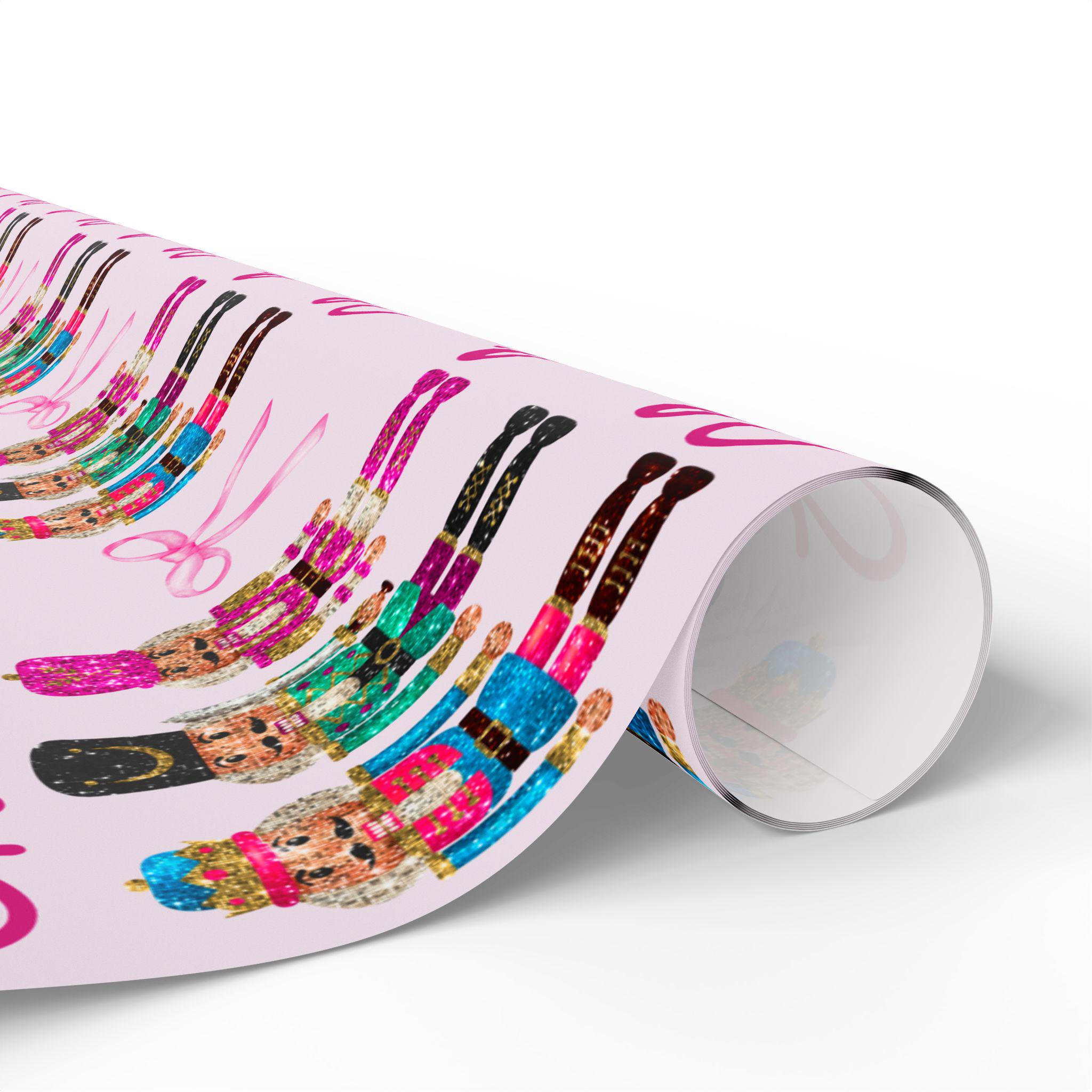 Nutcracker Christmas Wrapping Paper Roll - Personalized Pink Holiday Gift Wrap, Unique Christmas Packaging