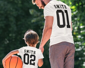 Personalized Dad Shirt, Fathers Day Gift, Fathers Day Shirt, Dad & Son Personalized Last Name Shirt, Dad and Baby Matching Shirts, Dad Tee