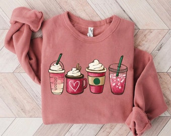 Valentine Coffee Heart Sweatshirt, Womens Cute Valentine Shirt, Cozy Love Sweatshirt, Women Valentine Sweater, Funny Valentine Gift for Her