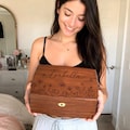 Jewelry Box for Women Personalized Engraved Wooden Floral Keepsake with Lock