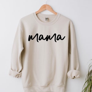 Mama Crewneck Sweatshirt Gift, Mama Sweater, Baby Shower Gift, Pregnancy Reveal Shirt, Unisex Sweatshirt Gift for Mom, Pregnant Announce image 1