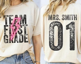 First Grade Teacher Shirt Personalized, Custom Retro 1st Grade Teacher Shirt, 1st Grade Teacher Team Shirts, Trendy Back to School Tee Gift