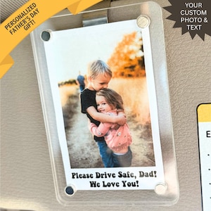 Visor clip Father&#39;s Day Gift for Dad Personalized Car Visor Clip Custom Photo Gift for Him Unique Dad Gift from Daughter Son or Kids