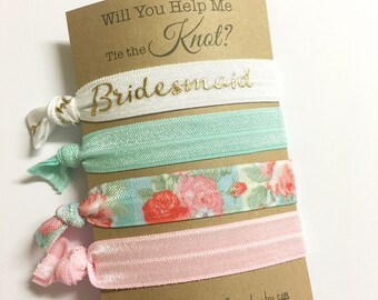 Will You be my Bridesmaid Card - Bridesmaid Gift - Bridesmaid Proposal - Bridesmaid Hair Tie Favors - Gift for Bridesmaid - Wedding Favors