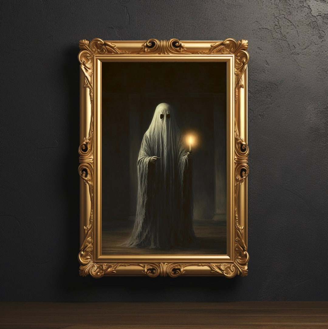 Ghost Holding A Candle Halloween Decor, Digital Art Poster Print ...