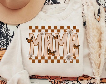 Mama Crewneck Sweatshirt Gift, Boho Mom Shirt, New Mom Gift, Mom Life Shirt, Cute Mom Tee, Baby Shower gift, Pregnancy Reveal announcement