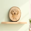 Pet Memorial Plaque - Personalized Dog photo engraved live edge wood slab Custom Pet Tribute